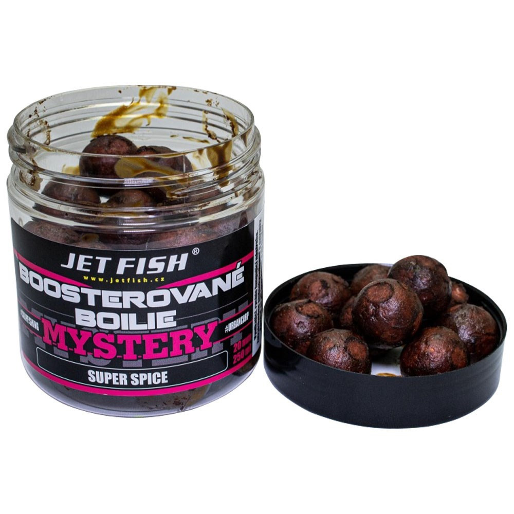 Jet Fish Mystery - Boosterované boilie 250ml - 20mm : SQUID / SPICE