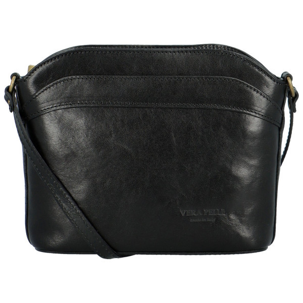 Dámská kožená crossbody kabelka černá - Delami Alasta černá