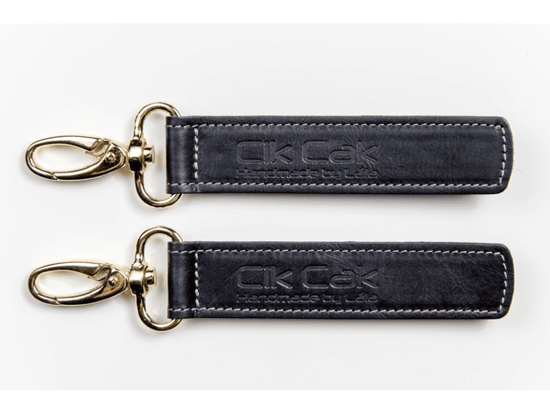 Cik Cak Úchyty na kočárek kožené tm.šedá zlato