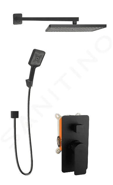 kielle 20618SP34 - Sprchový set s baterií pod omítku, pro 2 spotřebiče, s příslušenstvím a tělesem, matná černá