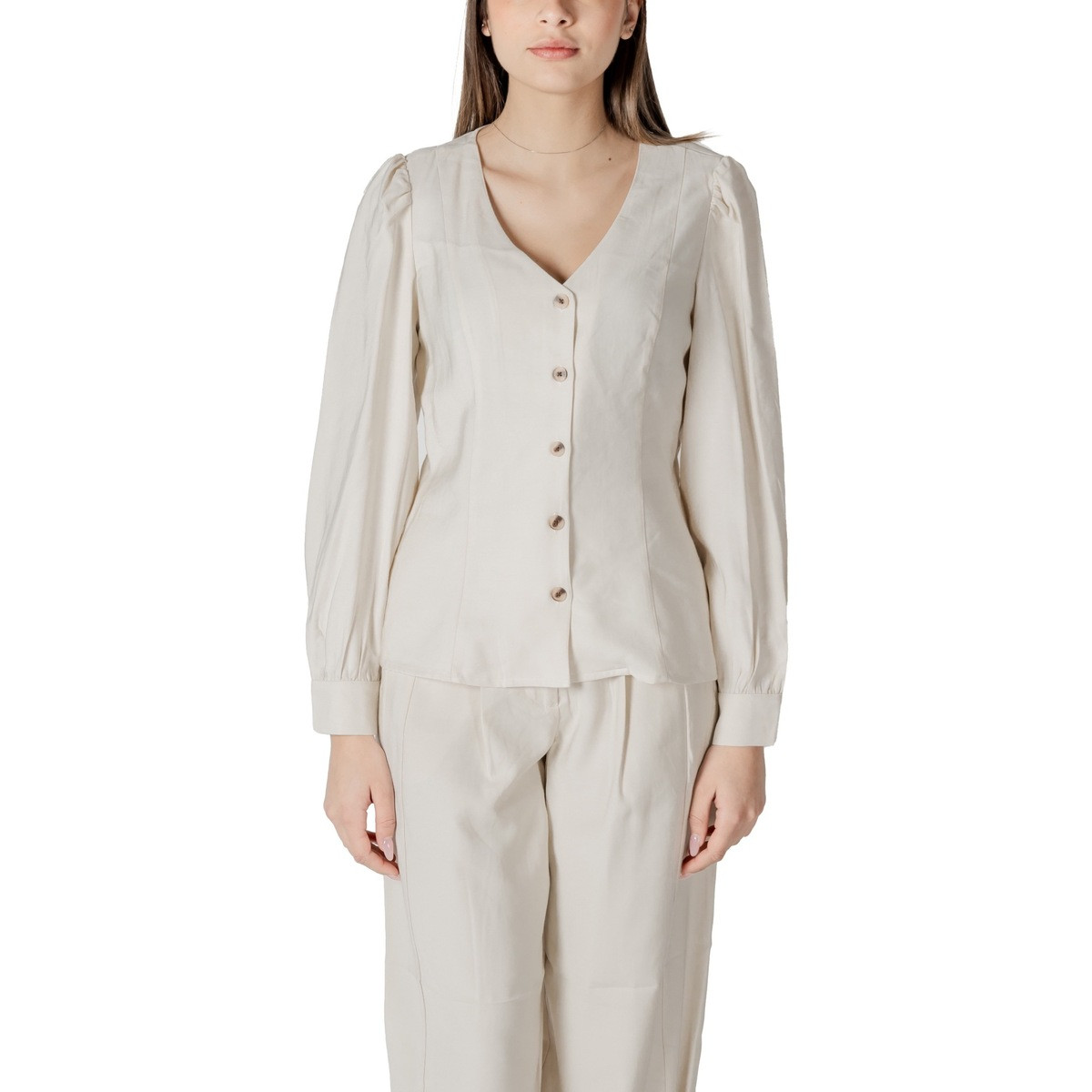 Vila  Vimulli V-Neck L/S Top 14103853  Bílá