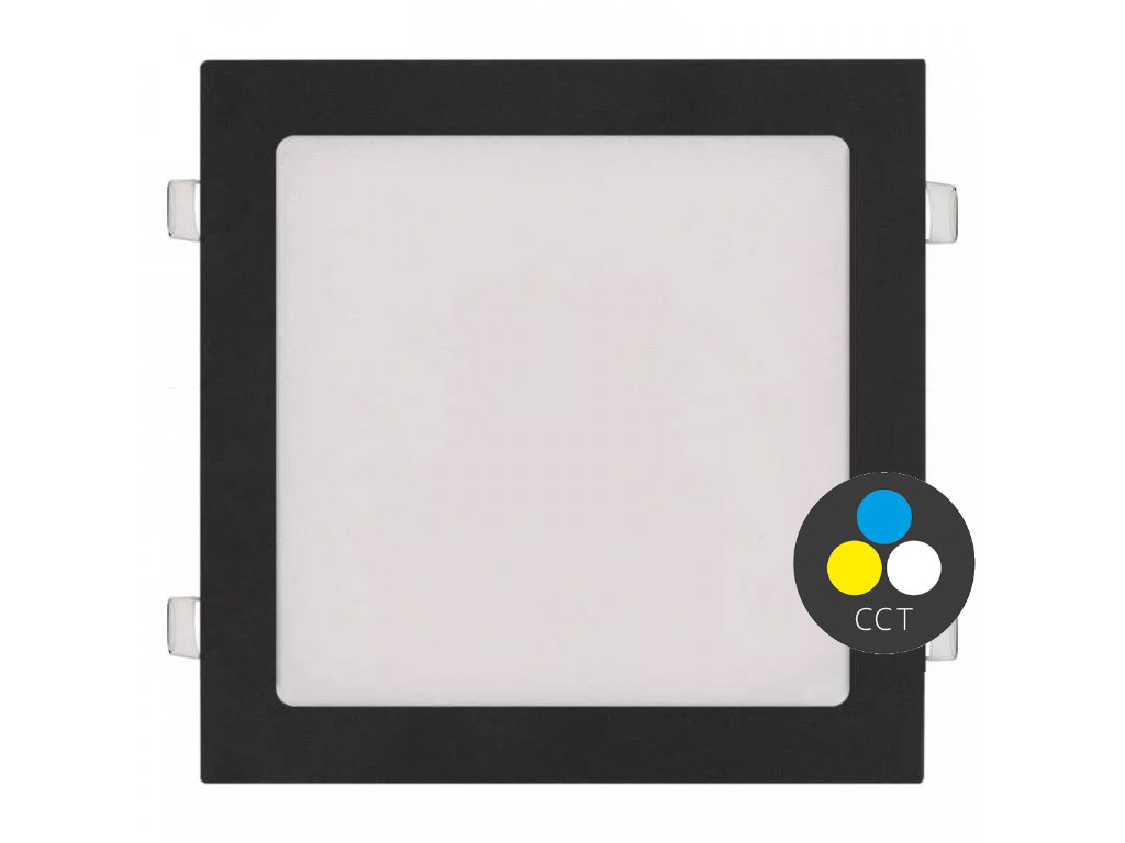 T-LED Černý vestavný LED panel hranatý 300 x 300mm 24W 24V CCT 102215