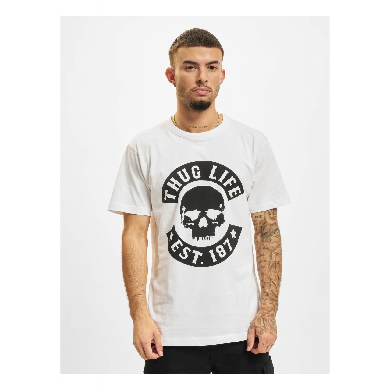 Tričko Thug Life Skull Logo - bílé, M