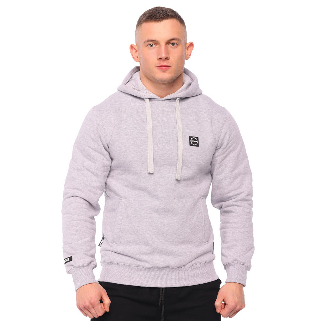 Mikina s kapucí Octagon Small Logo - světle šedá, M