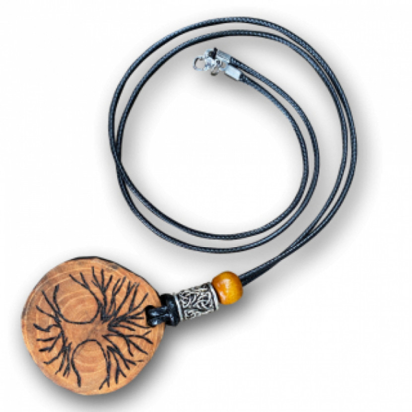 Přívěsek na krk Erik and Sons Weltenbaum Holz - hnědý-černý