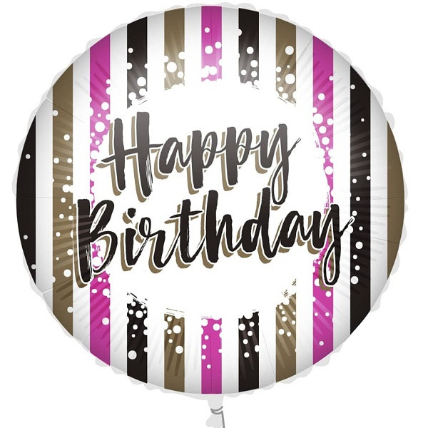 Balónek fóliový Happy Birthday pruhovaný 46 cm