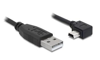 USB 2.0 kabel A-mini 5pin 3m lomený pravoúhlý