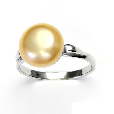 Stříbrný prstýnek, přírodní perla 11-12 mm lososová velká, prsten ze stříbra, T 1510