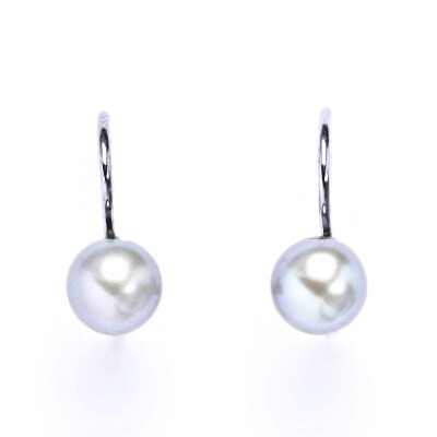 Náušnice stříbrné s přírodní šedozelenou perlou, NK 1183 pp