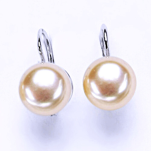 Stříbrné šperky, náušnice na patent(přírodní lososová perla 10 mm)NK 1298