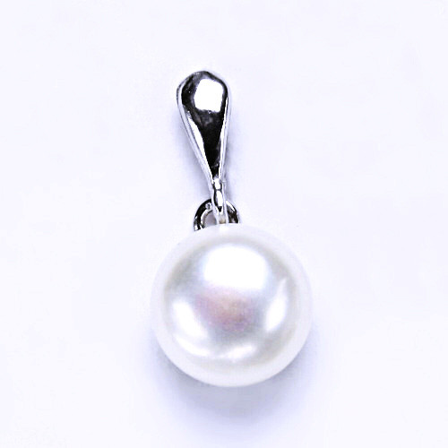 Stříbrný přívěsek s přírodní bílou perlou 10 mm, šperky P 1298/22