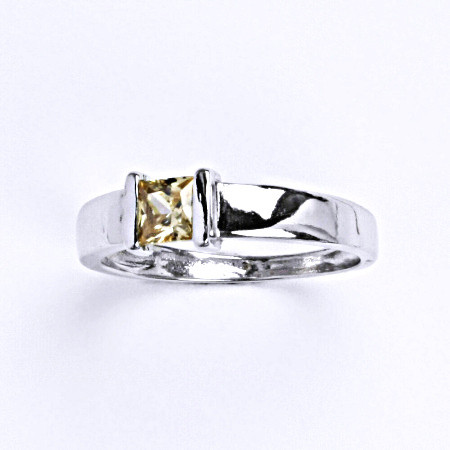 Stříbrný prsten se syntetickým zirkonem champagne 00039120444