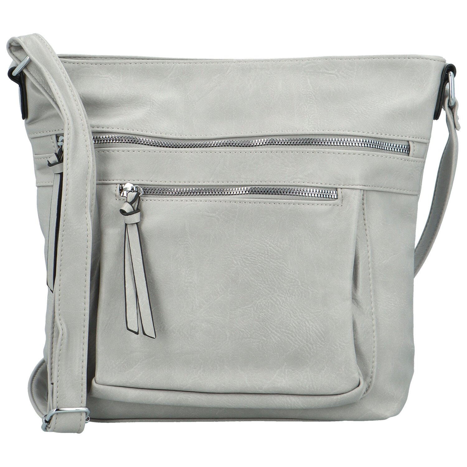 Trendy dámská koženková crossbody kabelka Zeta, šedá