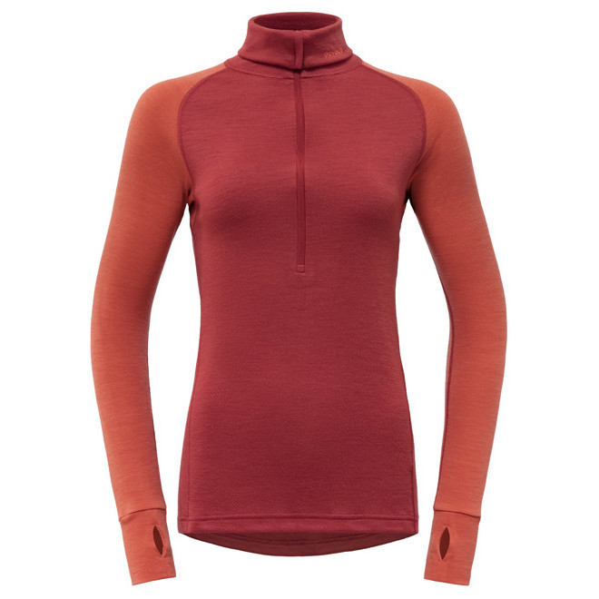 Dámský rolák Devold Expedition Woman Zip Neck Velikost: M / Barva: oranžová