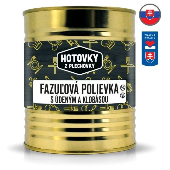 Polévka Hotovky z plechovky Fazolová polévka s uzeným masem a klobásou 800ml