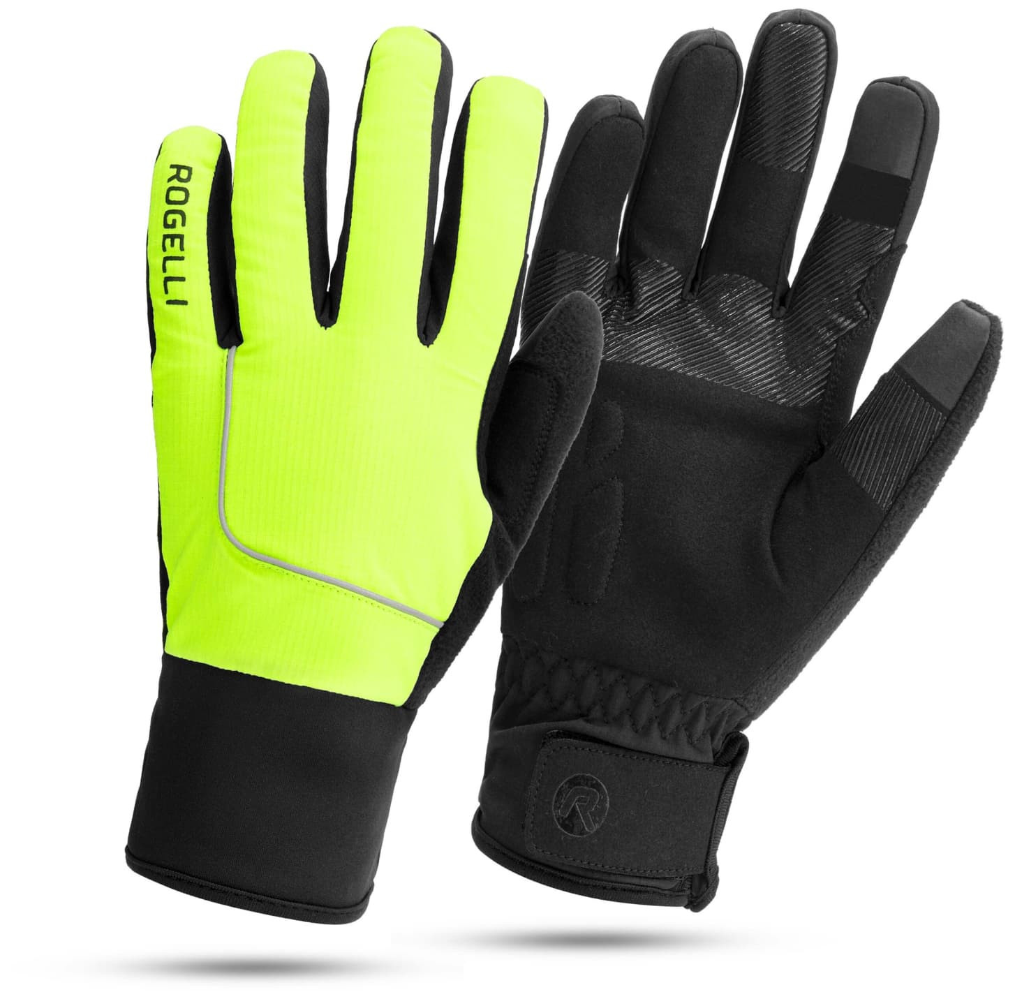 Nepromokavé zimní rukavice Rogelli ESSENTIAL střední hřejivosti, černo-reflexně žluté S