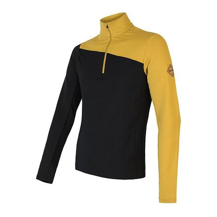 SENSOR MERINO EXTREME pánské triko dl.rukáv zip mustard/černá Velikost: XXL 8592837075747