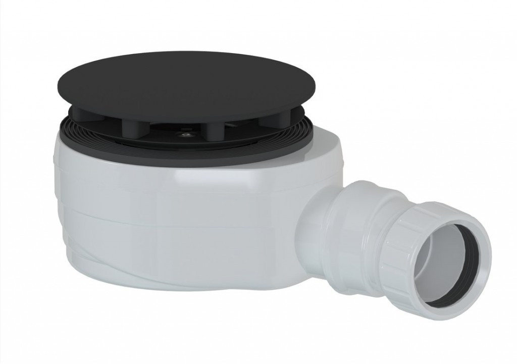 POLYSAN Vaničkový sifon, průměr 90, DN40, nízký, krytka černá mat 17916B