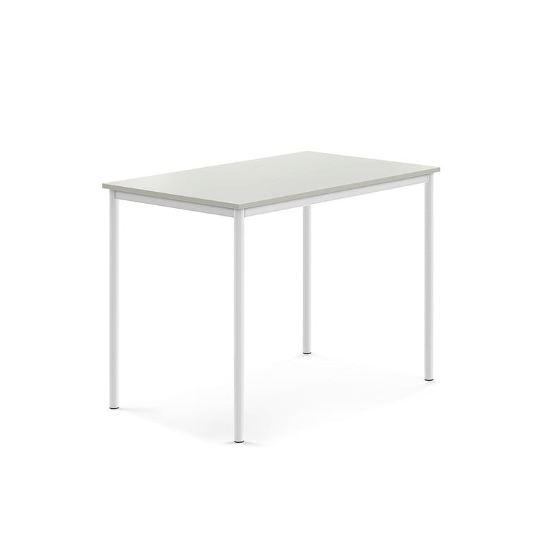 Stůl SONITUS, 1200x800x900 mm, bílé nohy, HPL deska tlumící hluk, šedá