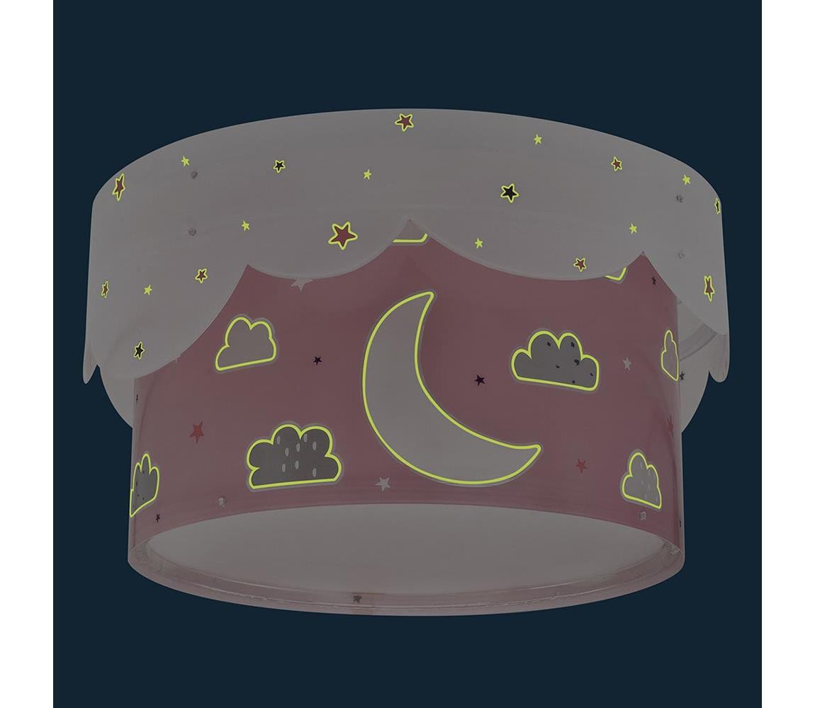Dalber Dalber 61236S - Dětské stropní svítidlo MOON 2xE27/60W/230V růžová