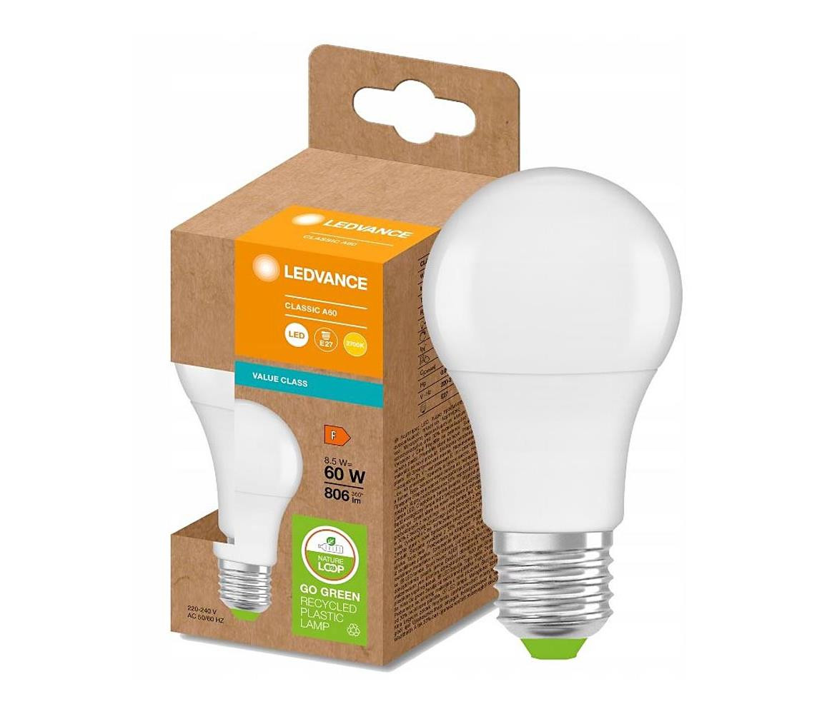 Ledvance LED Žárovka z recyklovaného plastu A60 E27/8,5W/230V 2700K - Ledvance