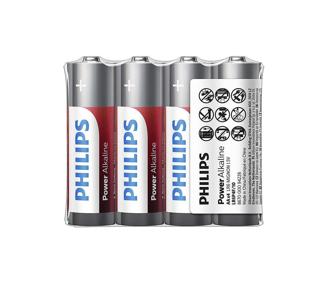 Philips Philips LR6P4F/10 - 4 ks Alkalická baterie AA POWER ALKALINE 1,5V 2600mAh