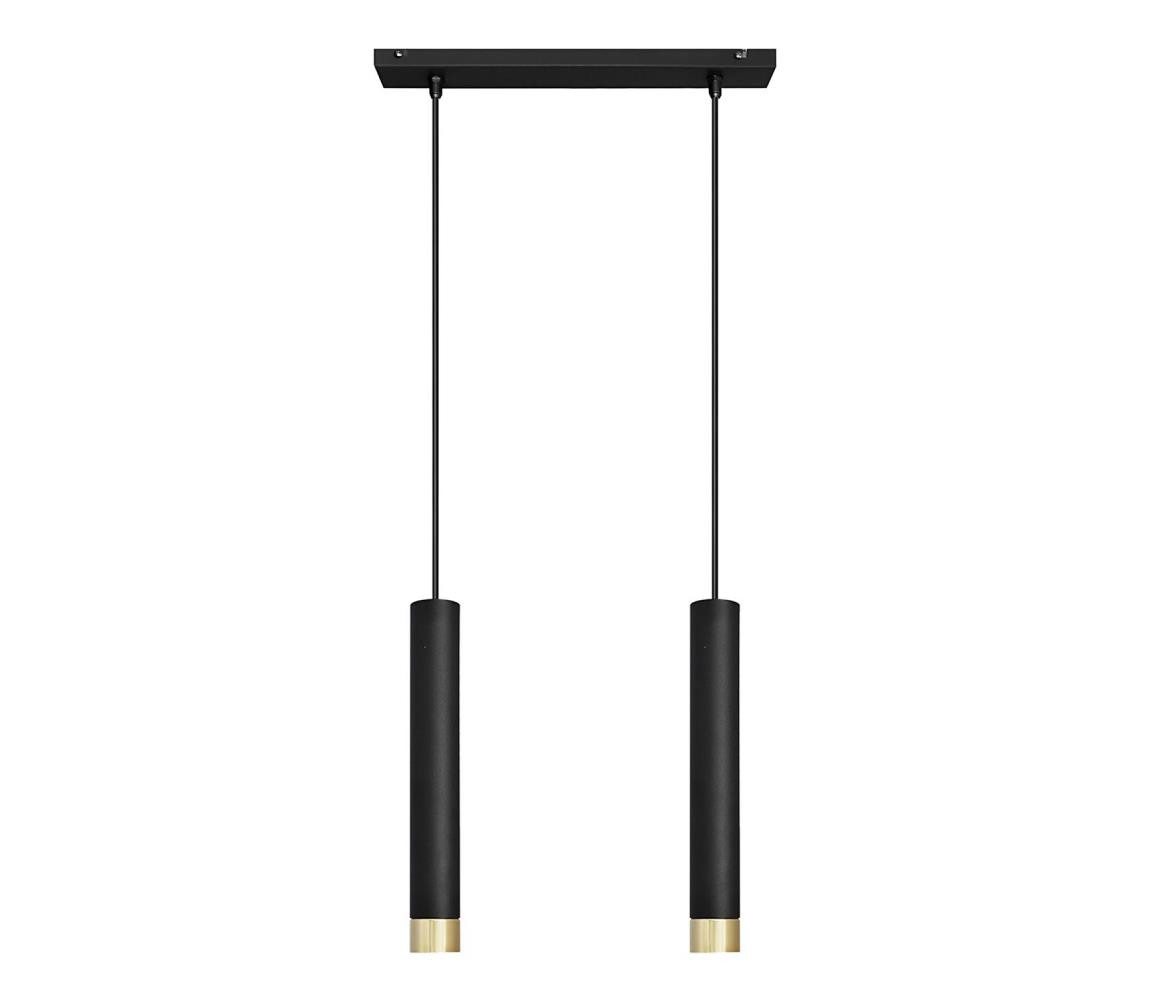 LED Lustr na lanku TUBA 2xGU10/4,8W/230V černá/zlatá