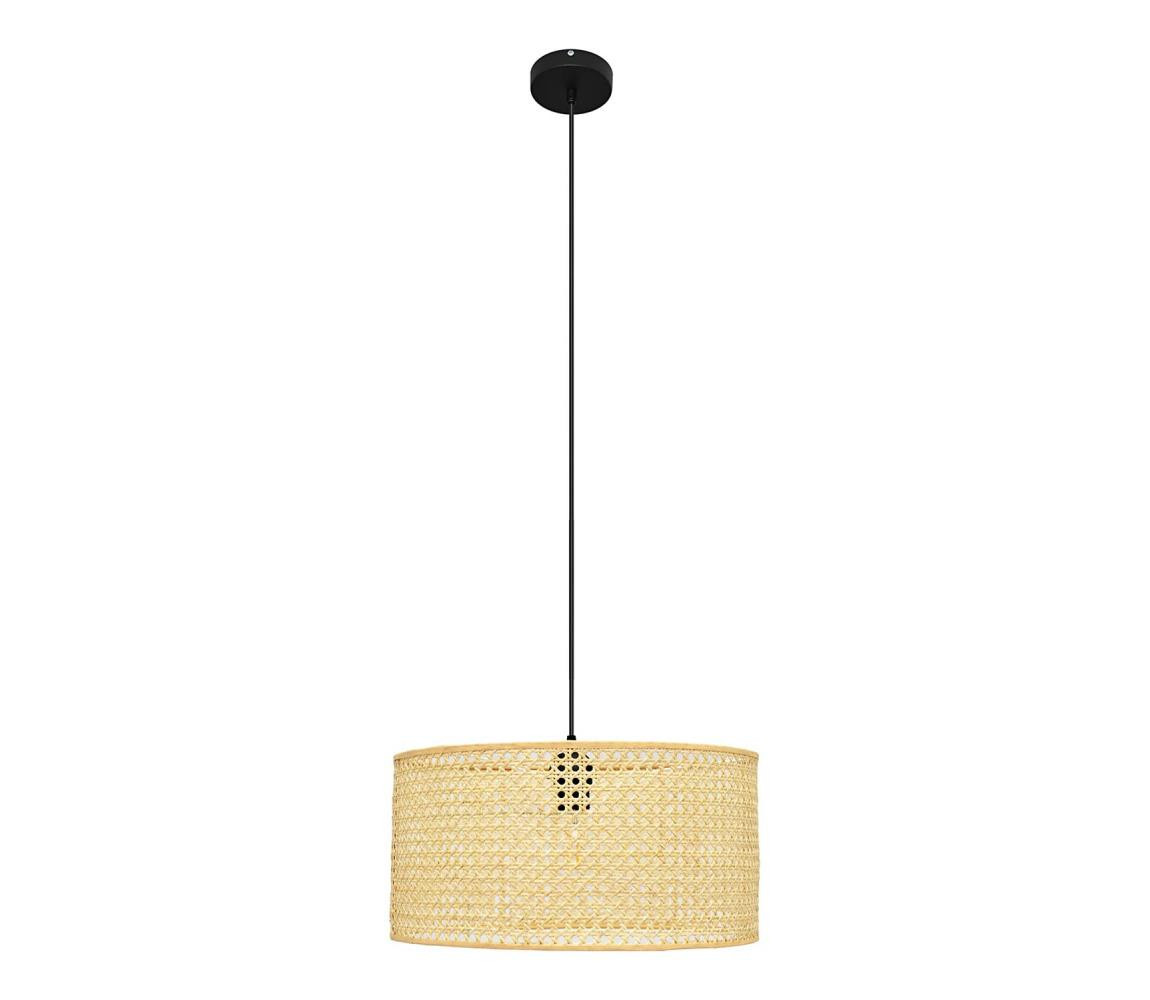 Lustr na lanku ALBA 1xE27/15W/230V pr. 40 cm ratan/černá