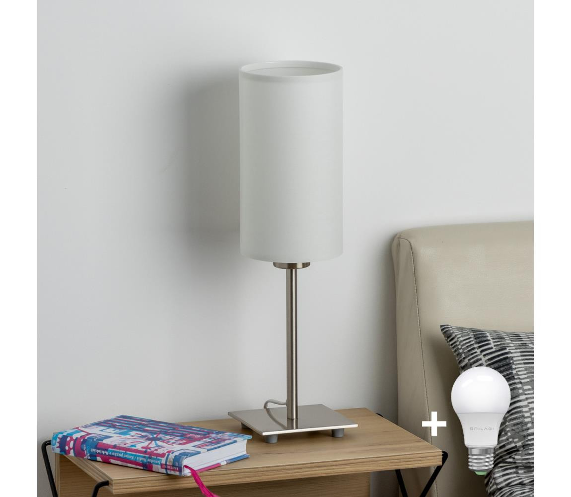 Eglo Eglo - LED  Stolní lampa TUNJA 1xE27/60W/230V 26,5 cm matný chrom/bílá