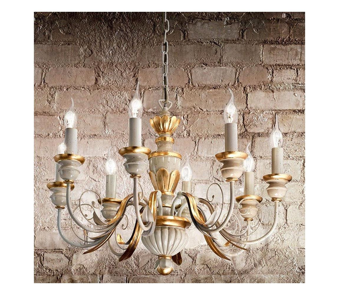Ideal Lux Ideal Lux - Lustr na řetězu FIRENZE 8xE14/40W/230V pr. 64 cm bílá/zlatá