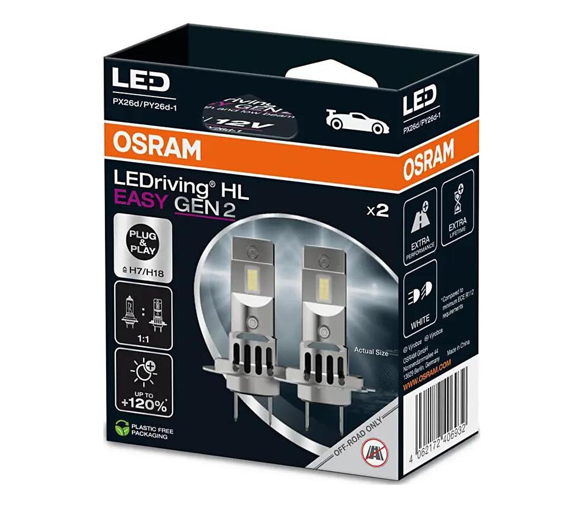 Osram SADA 2x LED Autožárovka EASY GEN H7 PX26d/16W/12V 6500K - Osram