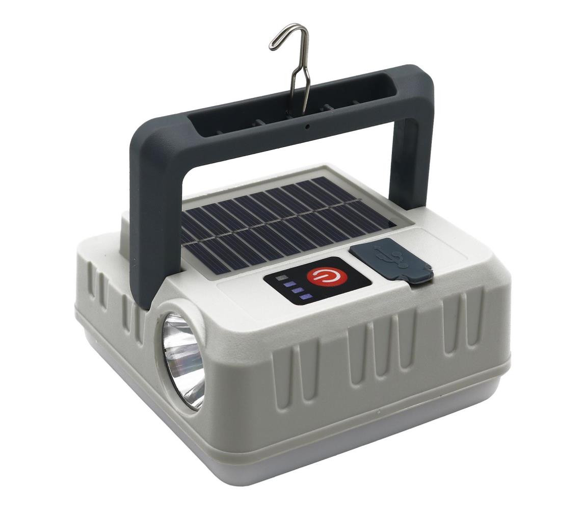 LED Solární lampa s funkcí powerbanky LED/1W/5,5V 8000K IPX4 1200 mAh šedá