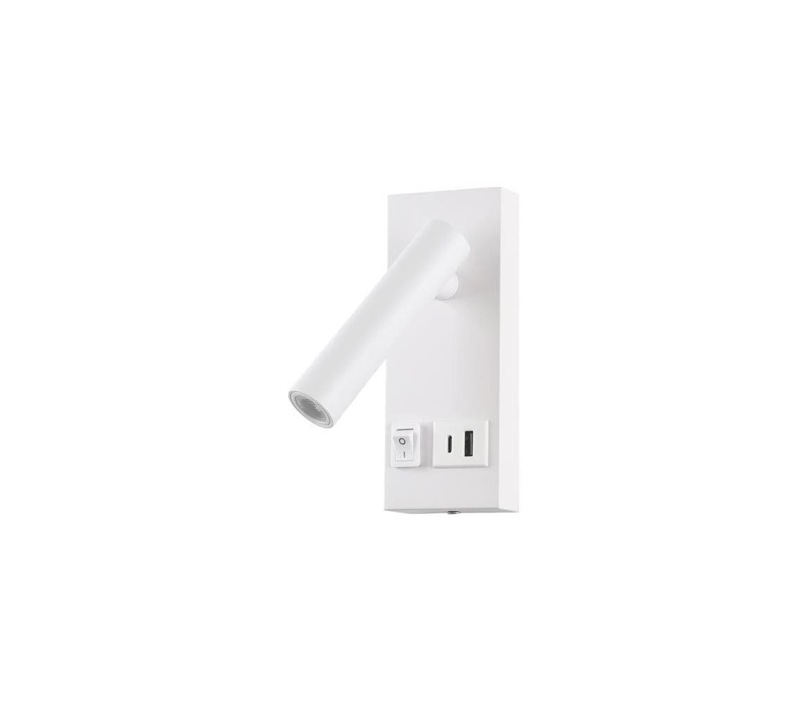 Eurolamp LED Nástěnné bodové svítidlo s USB LED/2W/230V bílá