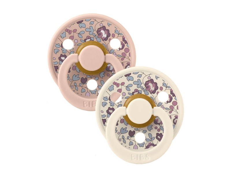 BIBS Dudlíky LIBERTY COLOUR Ivory/Blush - vel. 1, přír.kaučuk 2ks
