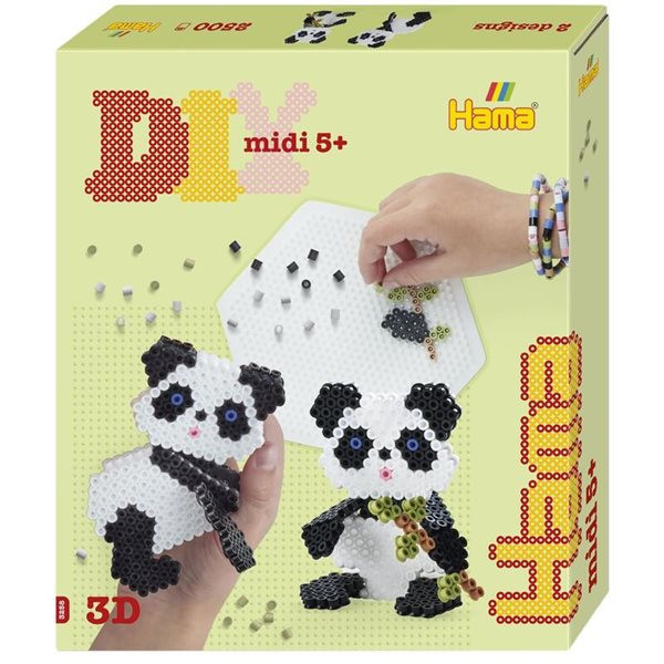 HAMA Zažehlovací korálky MIDI - Dárková sada Panda 3D - 2500 ks