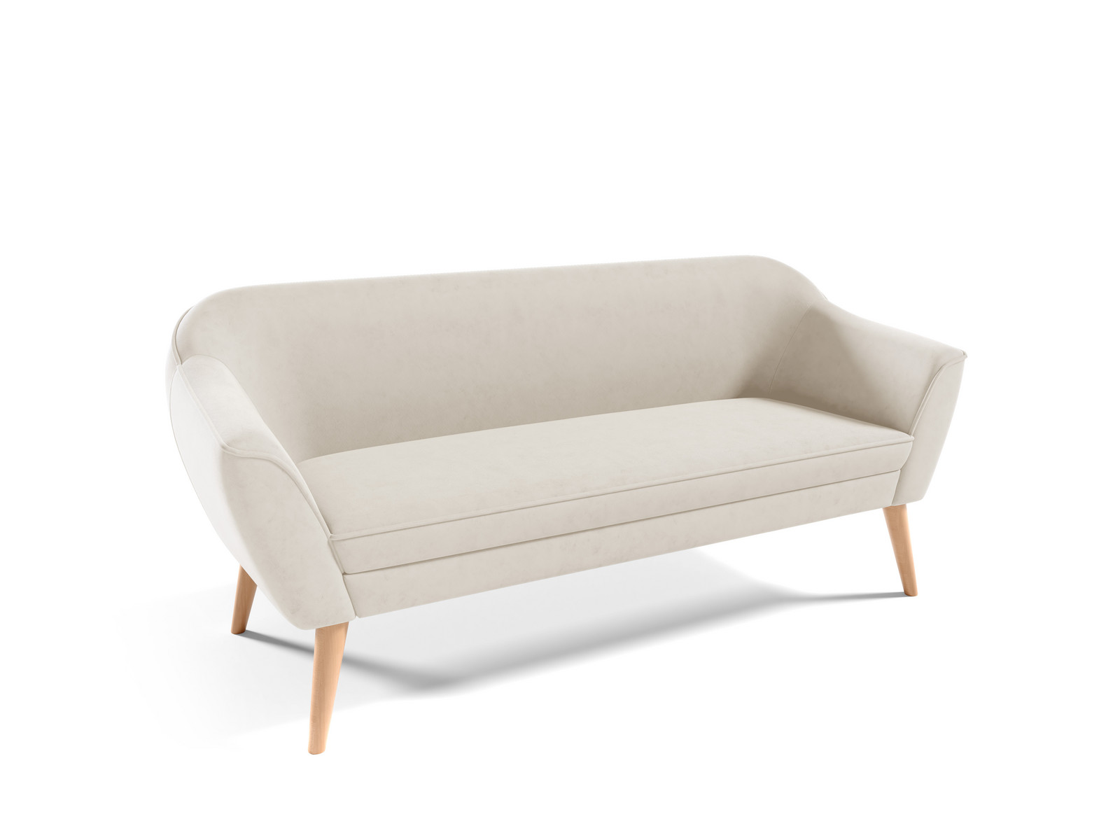 Eka Pohovka FLIX, 185 cm Látka Velutto: Velutto 01 - Krémová, Výběr nohou: Přírodní