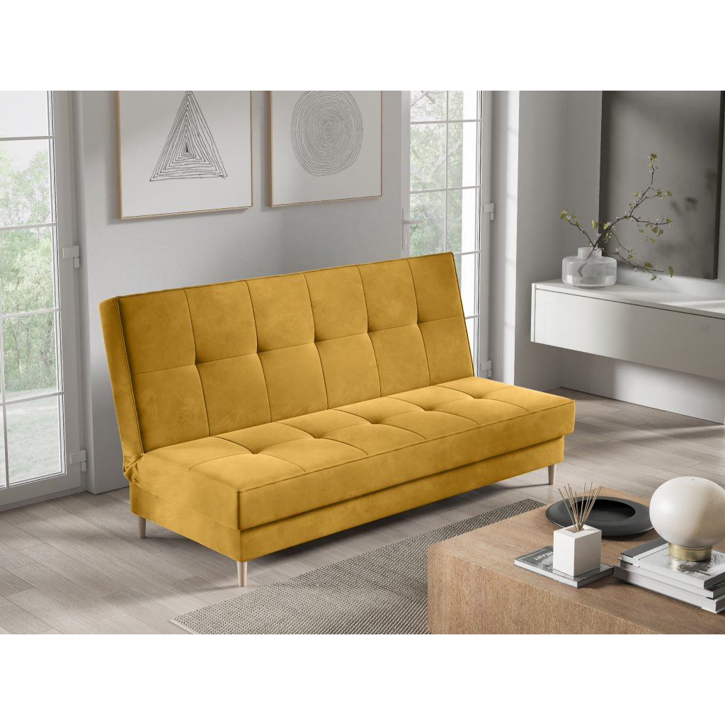 Eka Pohovka SELENA, 200 cm Výběr nohou: Přírodní, Barva látky: KRONOS 01 (Žlutá)