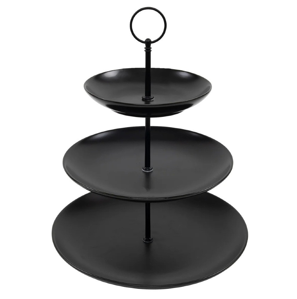 HIT Etažér třípatrový porcelánový 26x34 cm černá HT-24302291
