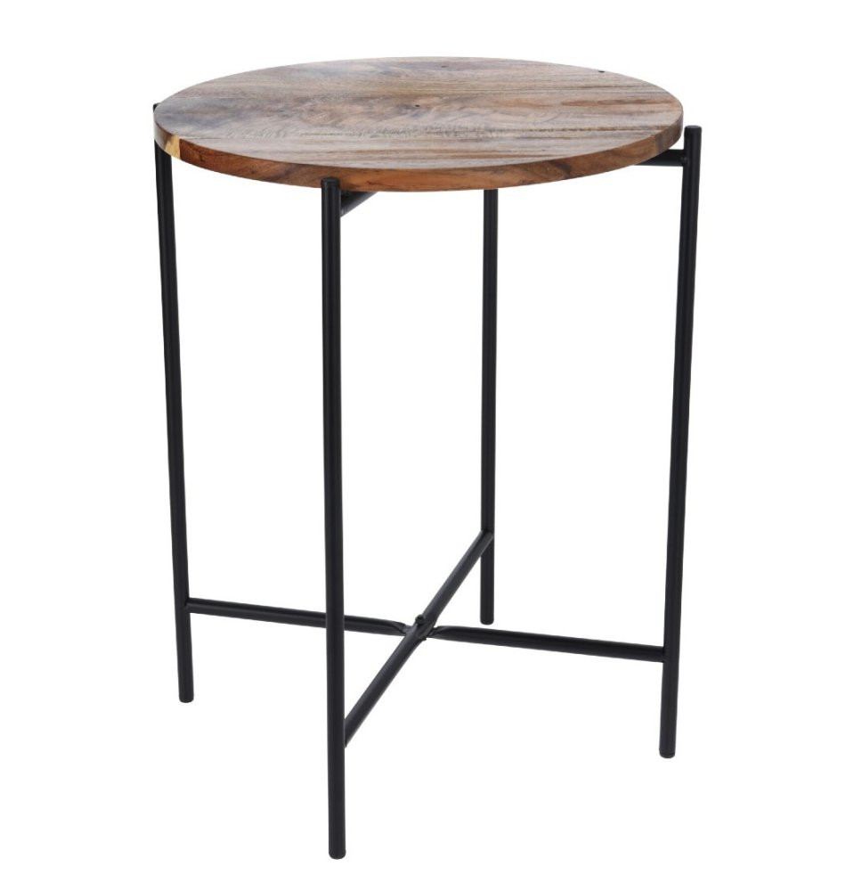 HOMESTYLING Kulatý odkládací stolek z akátového dřeva 40 x 48 cm KO-HX9200430