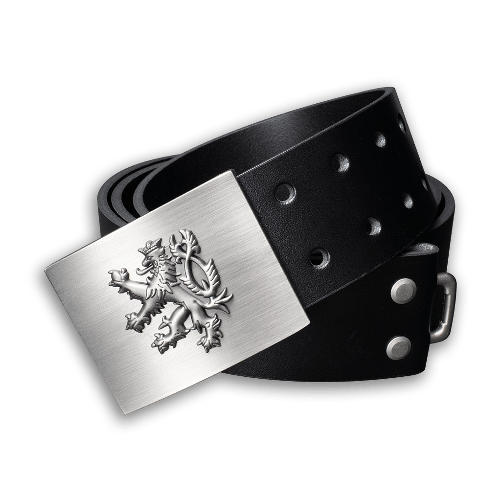 Opasek kožený Český lev 4,5 cm - černý, 100