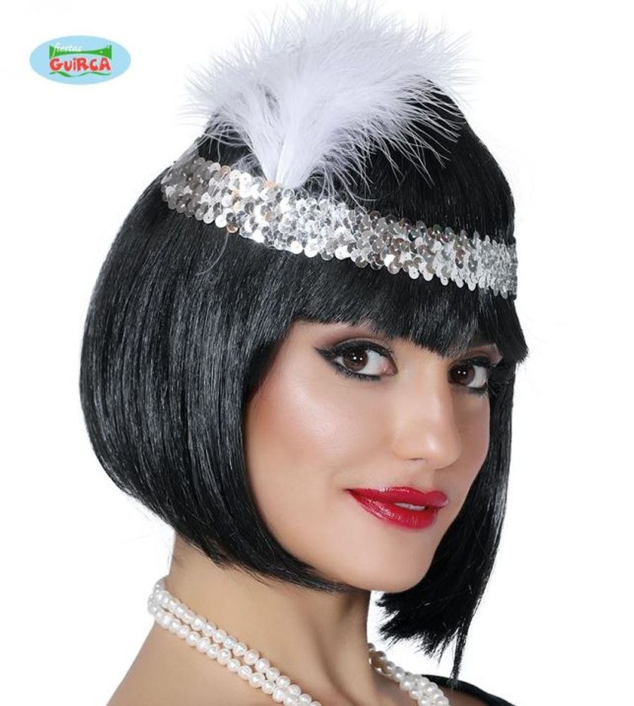 Čelenka s pérem střibrná - GUIRCA