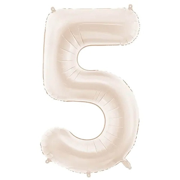 Balónek fóliový číslo 5 světle teplá béžová 86 cm
