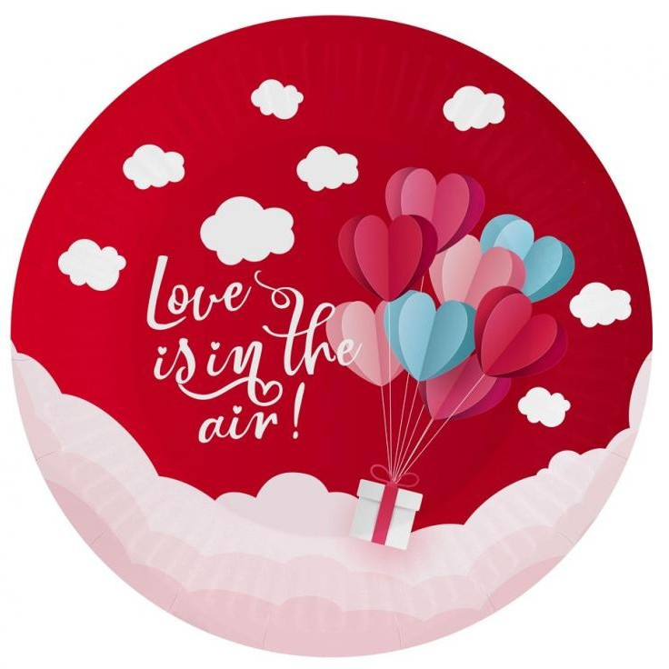 Papírové talířky Love is in the air 18cm 6ks