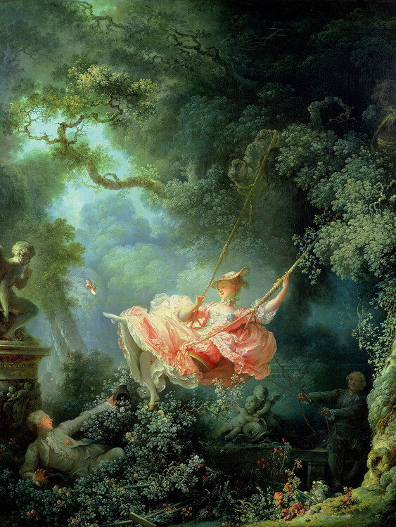 Jean-Honoré Fragonard Obrazová reprodukce The Happy Accidents of the Swing, Jean-Honoré Fragonard, 30 × 40 cm
