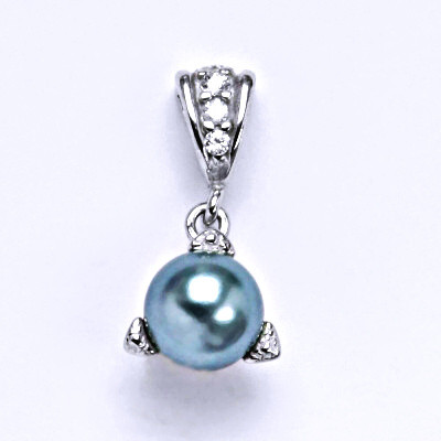 Stříbrný přívěšek s uměloušedomodrou perlou 8 mm,přívěšek ze stříbra P 1220/1