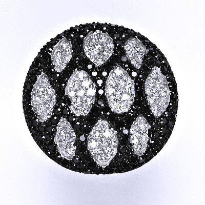 Stříbrný prsten s černými a čirými zirkony,prsten ze stříbra,váha 13,00 g