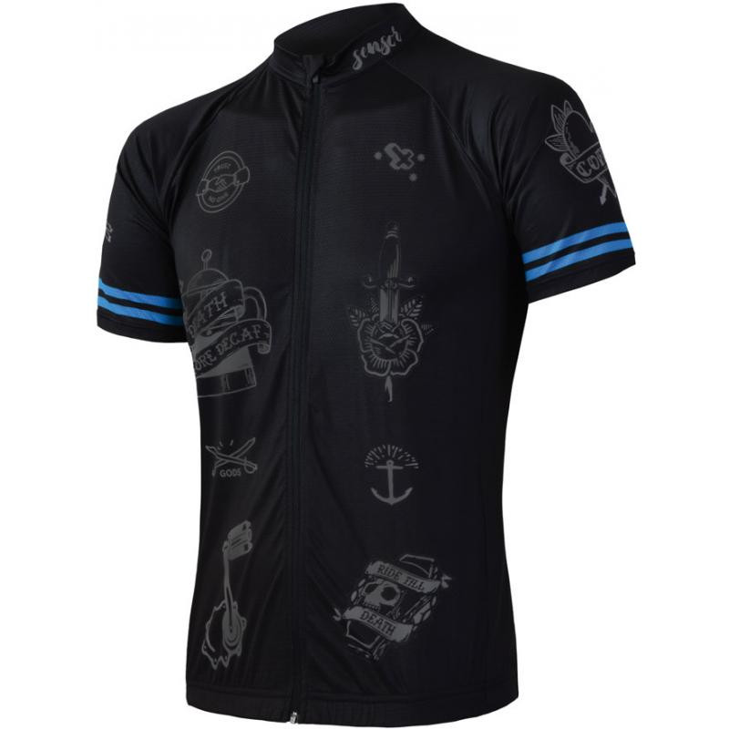 Dres Sensor Cyklo Tattoo - pánský, krátký, celozip, černá - velikost M
