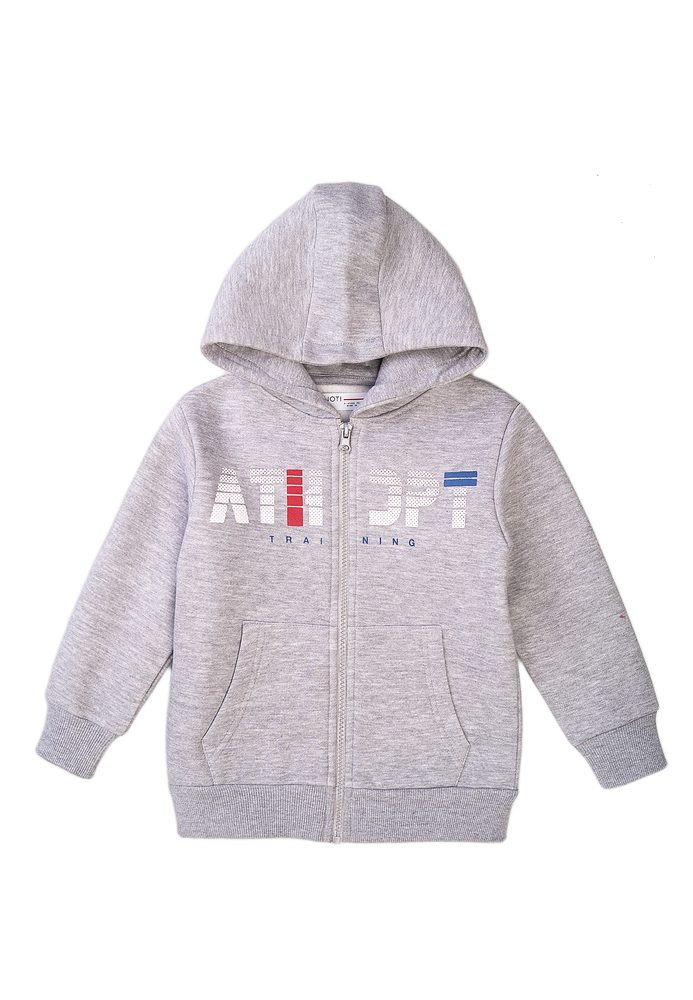 Mikina chlapecká s kapucí, Minoti, 7BZTHRU 1, šedá - 122/128 | 7/8let