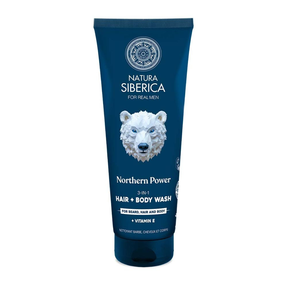 Natura Siberica Men Mycí gel na vlasy a tělo 3v1 - Severní síla Pro vlasy, tělo a vousy 200 ml