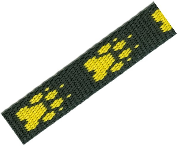 Popruh polypropylen tlapka černý/žlutý - 20mm